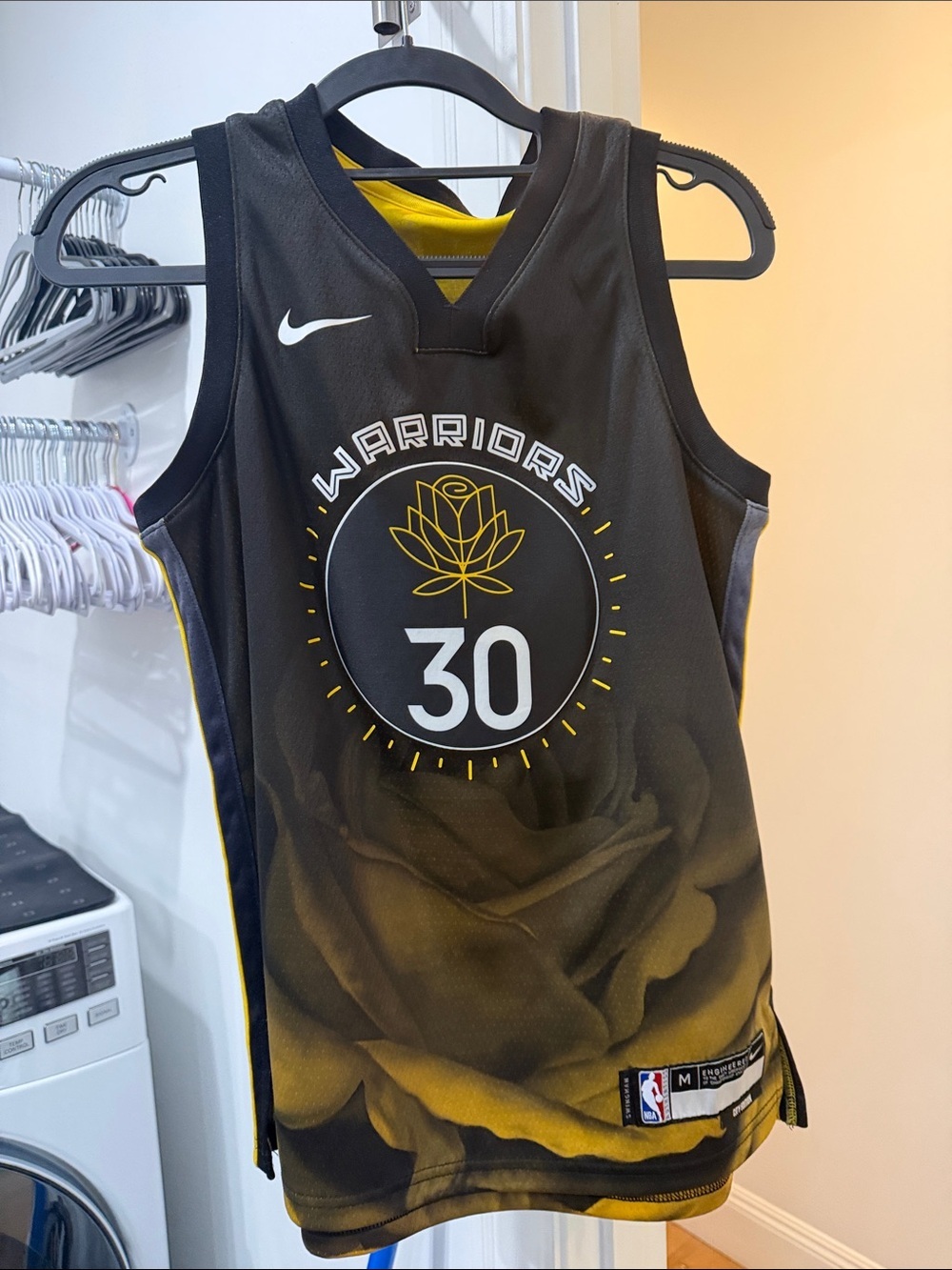 Nike Black & Yellow Curry Warriors #30 Basketball Jersey